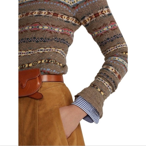 Polo Ralph Lauren Fair Isle Southwestern Wool Cashmere Crochet Pullover Sweater - Picture 2 of 10